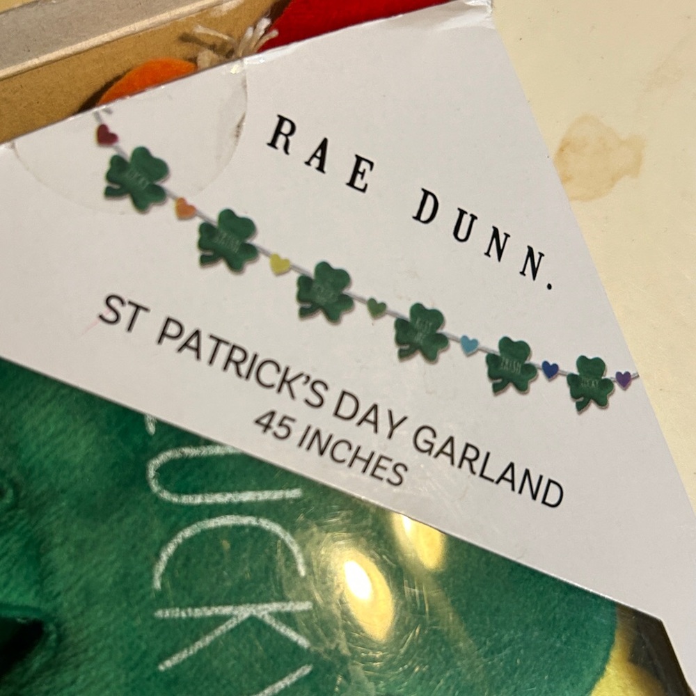 Rae Dunn St. Party’s St. Patrick’s Day garland shamrocks
